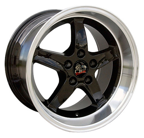 17" Fits Ford - Mustang Cobra R Deep Dish Wheel - Black Mach'd Lip 17x1.5 | Suncoast Wheels Ford Explorer replica wheels, affordable F150 OEM wheels, high quality Ford F150 aftermarket rims, inexpensive Mustang replica wheels