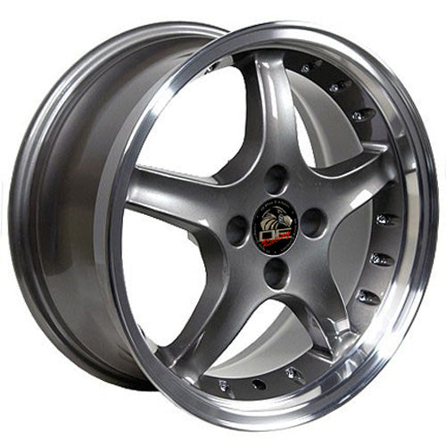 17" Fits Ford - Mustang Cobra R Deep Dish Wheel - Anthracite Mach'd Lip with Rivets 17x8 | Suncoast Wheels Ford Explorer replica wheels, affordable F150 OEM wheels, high quality Ford F150 aftermarket rims, inexpensive Mustang replica wheels