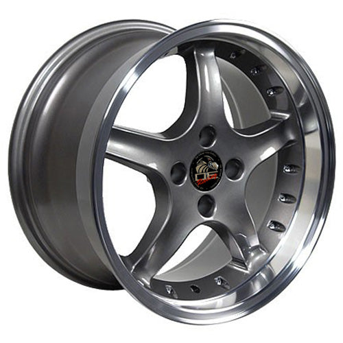 17" Fits Ford - Mustang Cobra R Deep Dish Wheel - Anthracite Mach'd Lip with Rivets 17x9 | Suncoast Wheels Ford Explorer replica wheels, affordable F150 OEM wheels, high quality Ford F150 aftermarket rims, inexpensive Mustang replica wheels