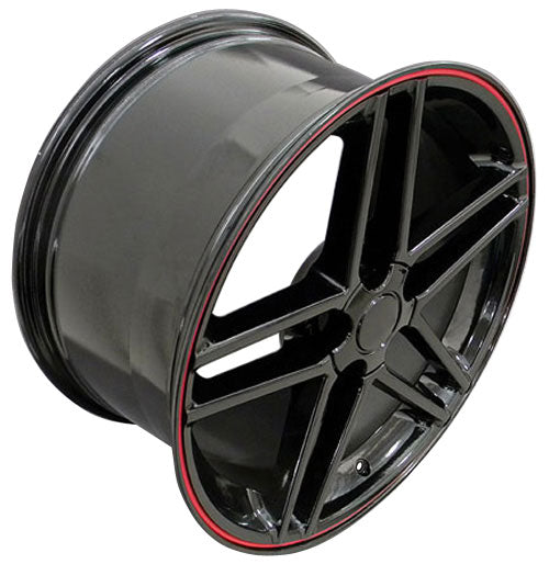 18" Fits Chevrolet - Corvette C6 Z6 Wheel - Black Red Band 18x10.5 | Suncoast Wheels 22 inch OEM Chevy Wheels, factory Silverado 20 inch wheels, GMC replica wheels